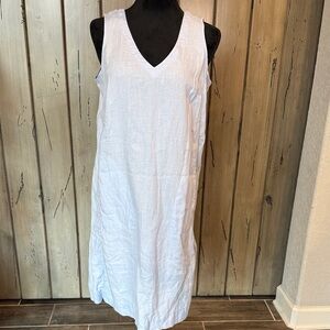 J. Jill White V-Neck Sleeveless Linen Midi Dress